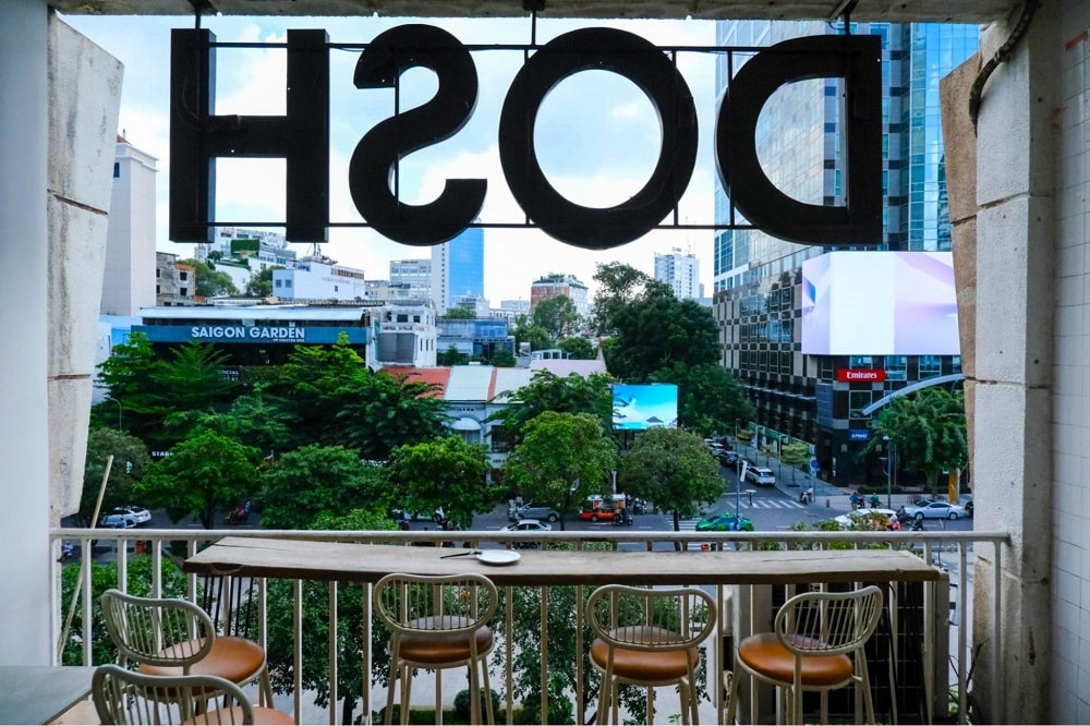 Great views to the street from Dosh Donuts in the cafe apartment